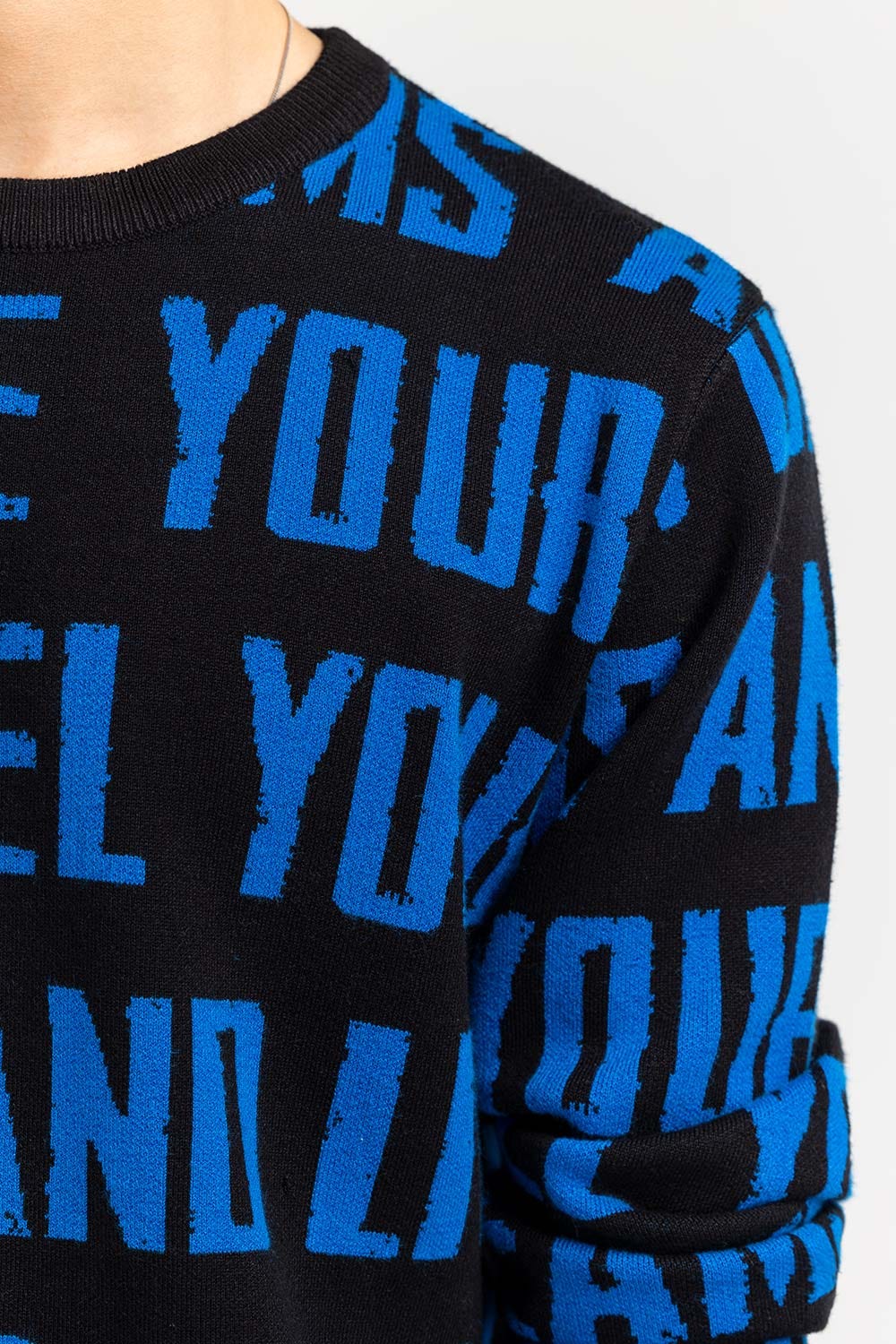 Black Text Crew Neck Sweater