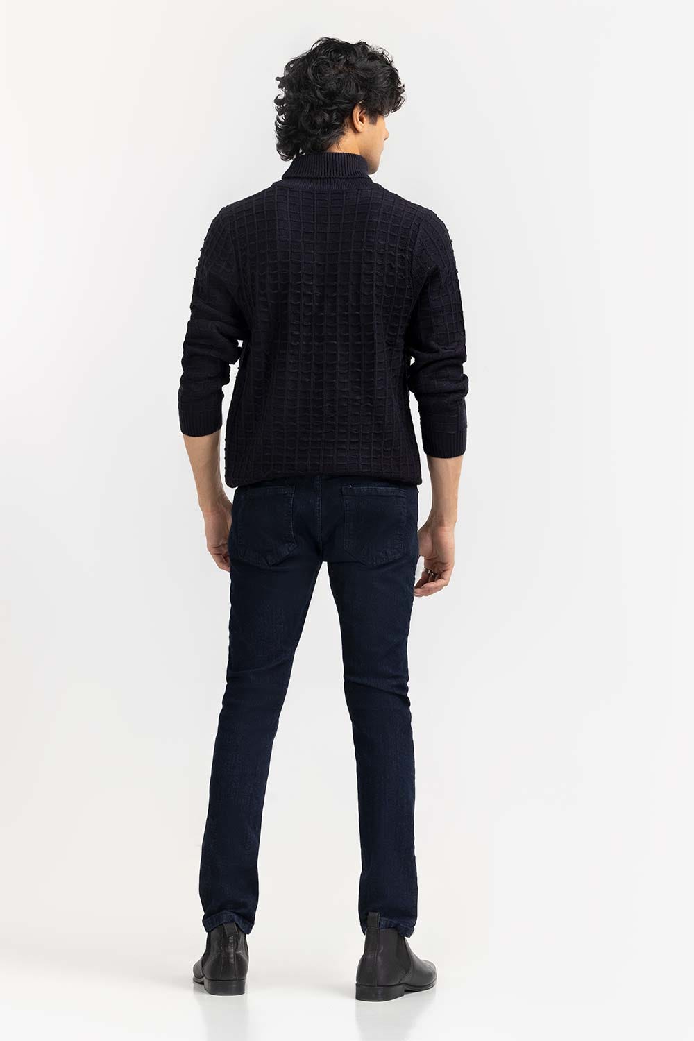 Black Textured Turtle Neck Sweater