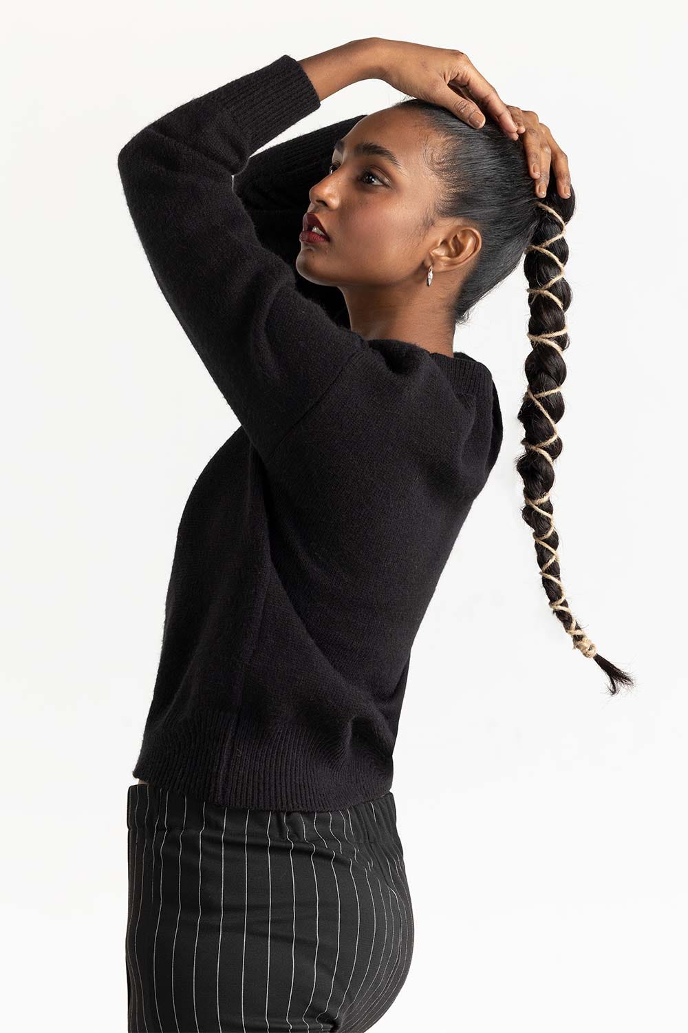 Black Shoulder Cutout Sweater