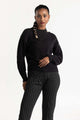 Black Shoulder Cutout Sweater