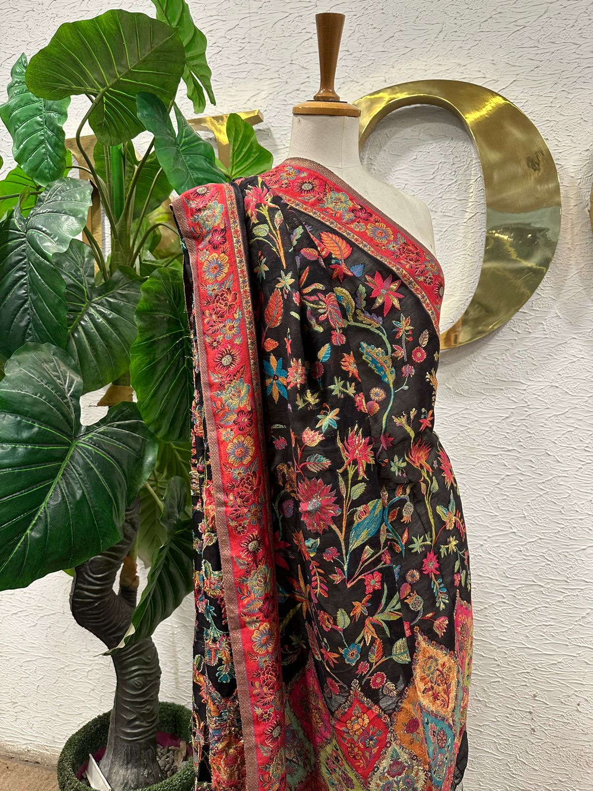Black Floral Shawl