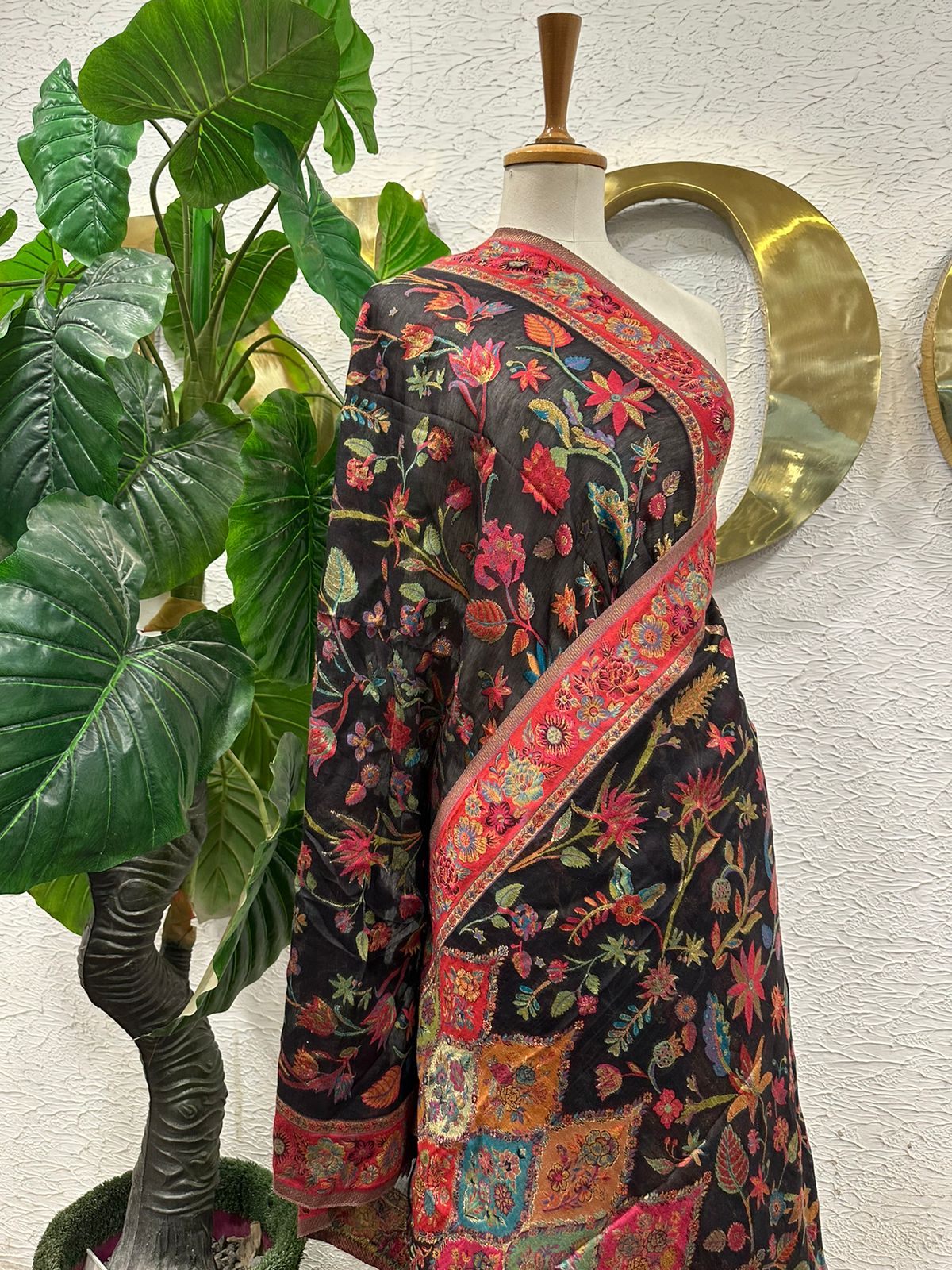 Black Floral Shawl