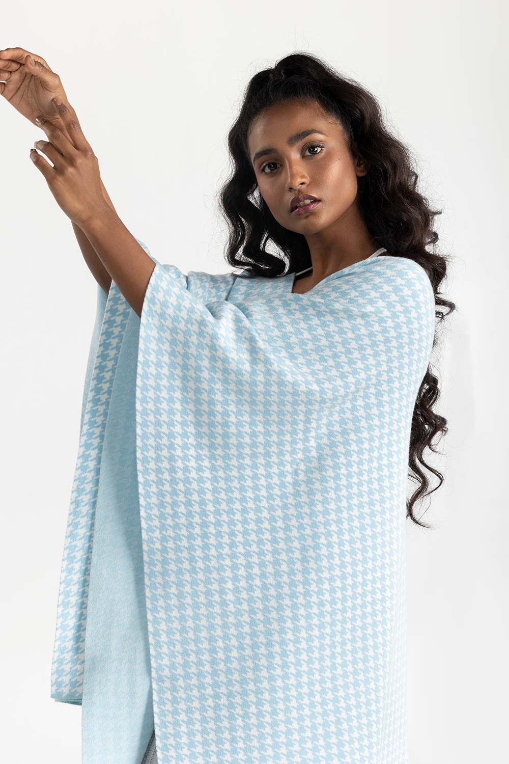 Blue And White Cape Shawl