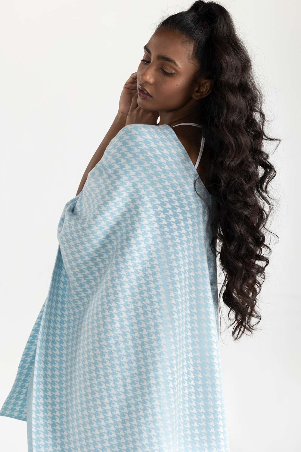Blue And White Cape Shawl
