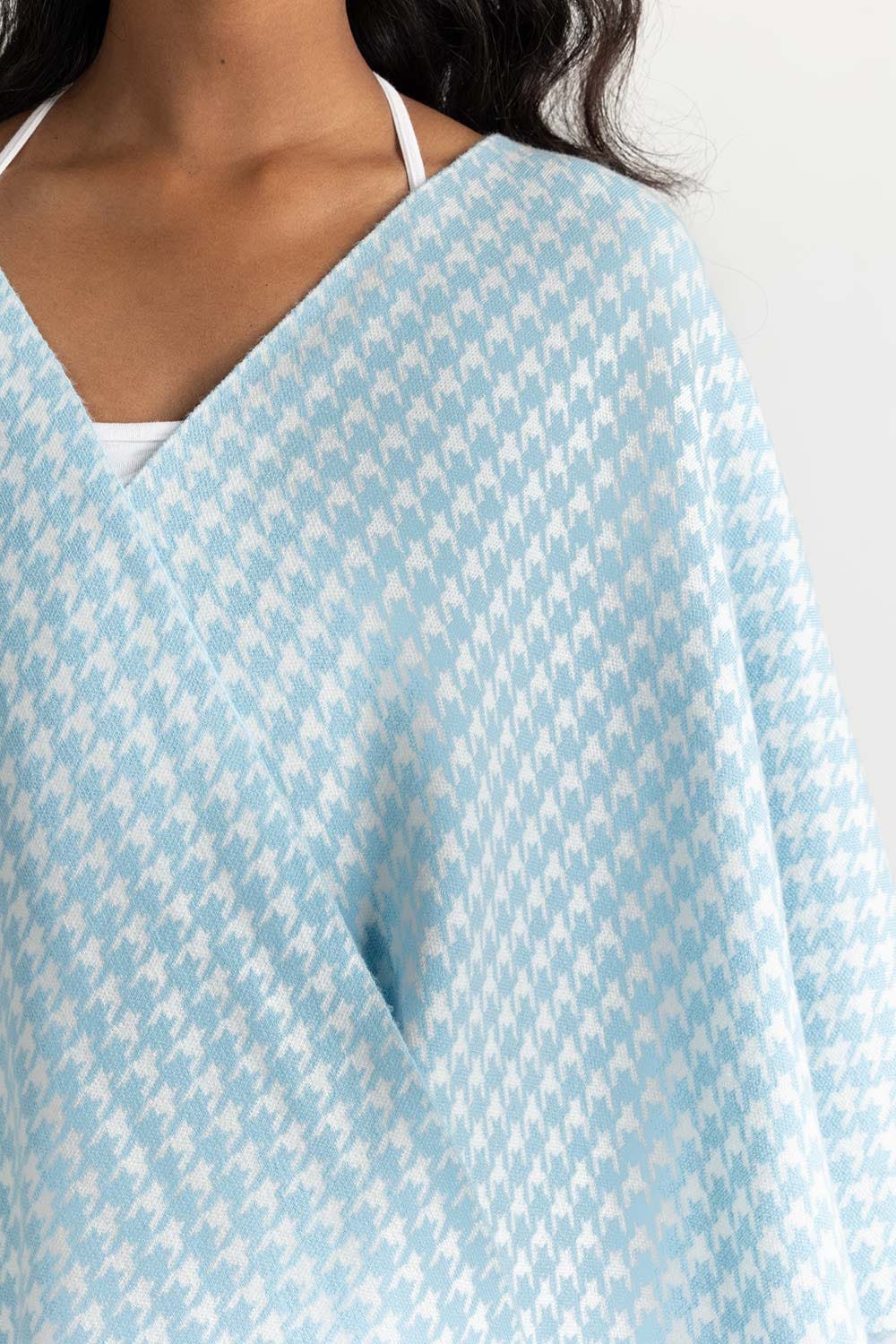 Blue And White Cape Shawl