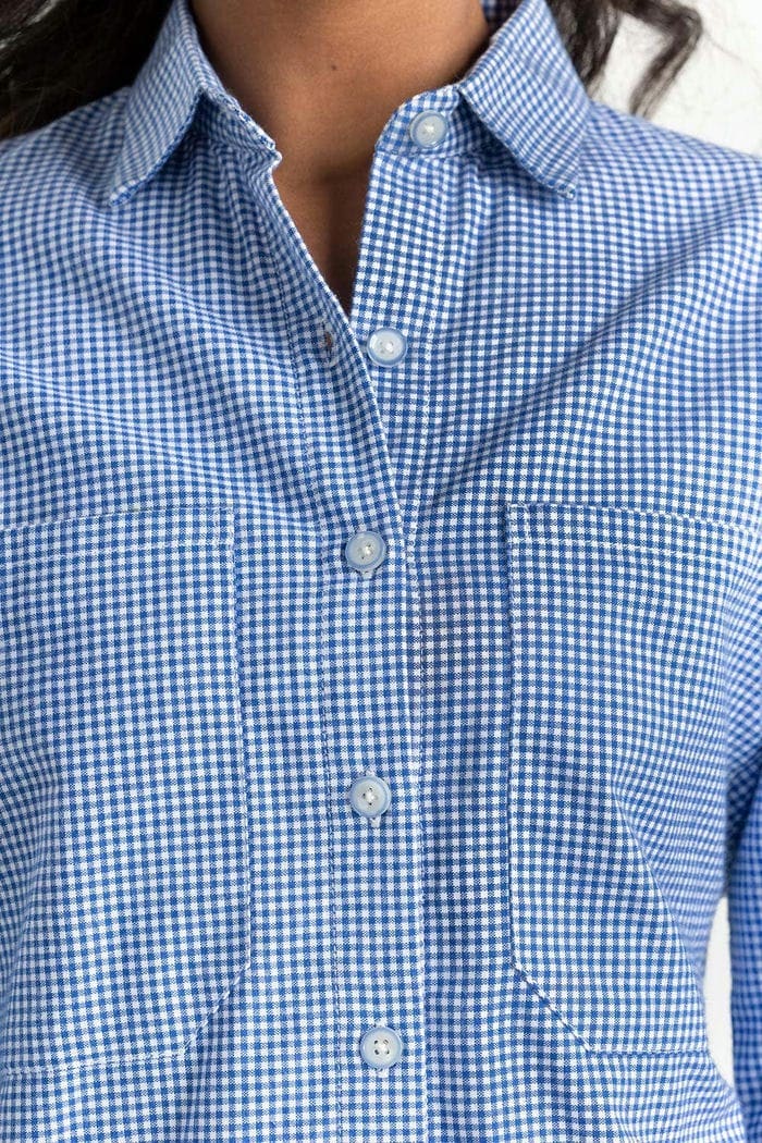 Blue Checkered Button Down Casual Shirt