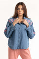 Blue Denim Embroidered Shirt