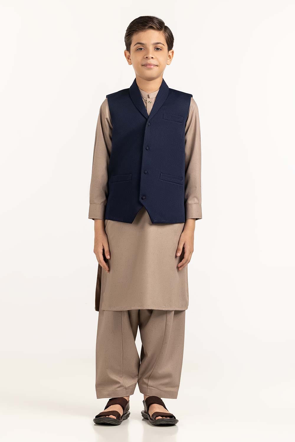 Blue Stylized Waist Coat Kwc-Pd23-001