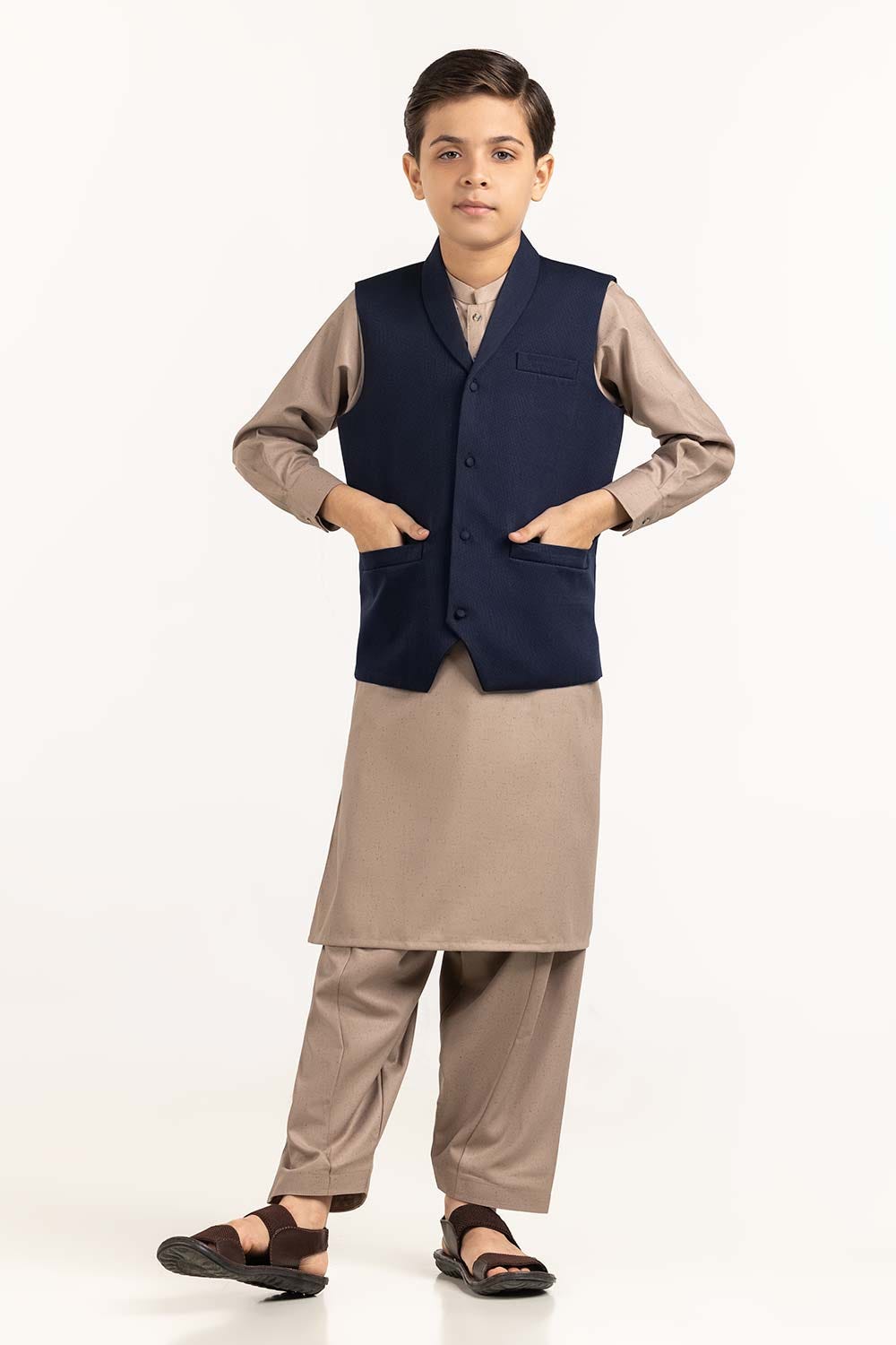 Blue Stylized Waist Coat Kwc-Pd23-001