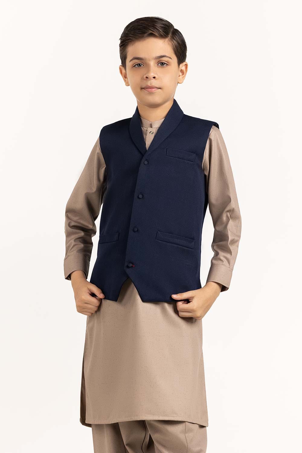 Blue Stylized Waist Coat Kwc-Pd23-001