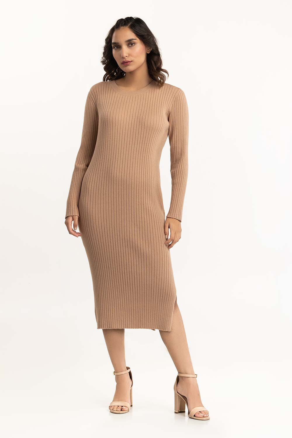 Brown Long Dress With Slit