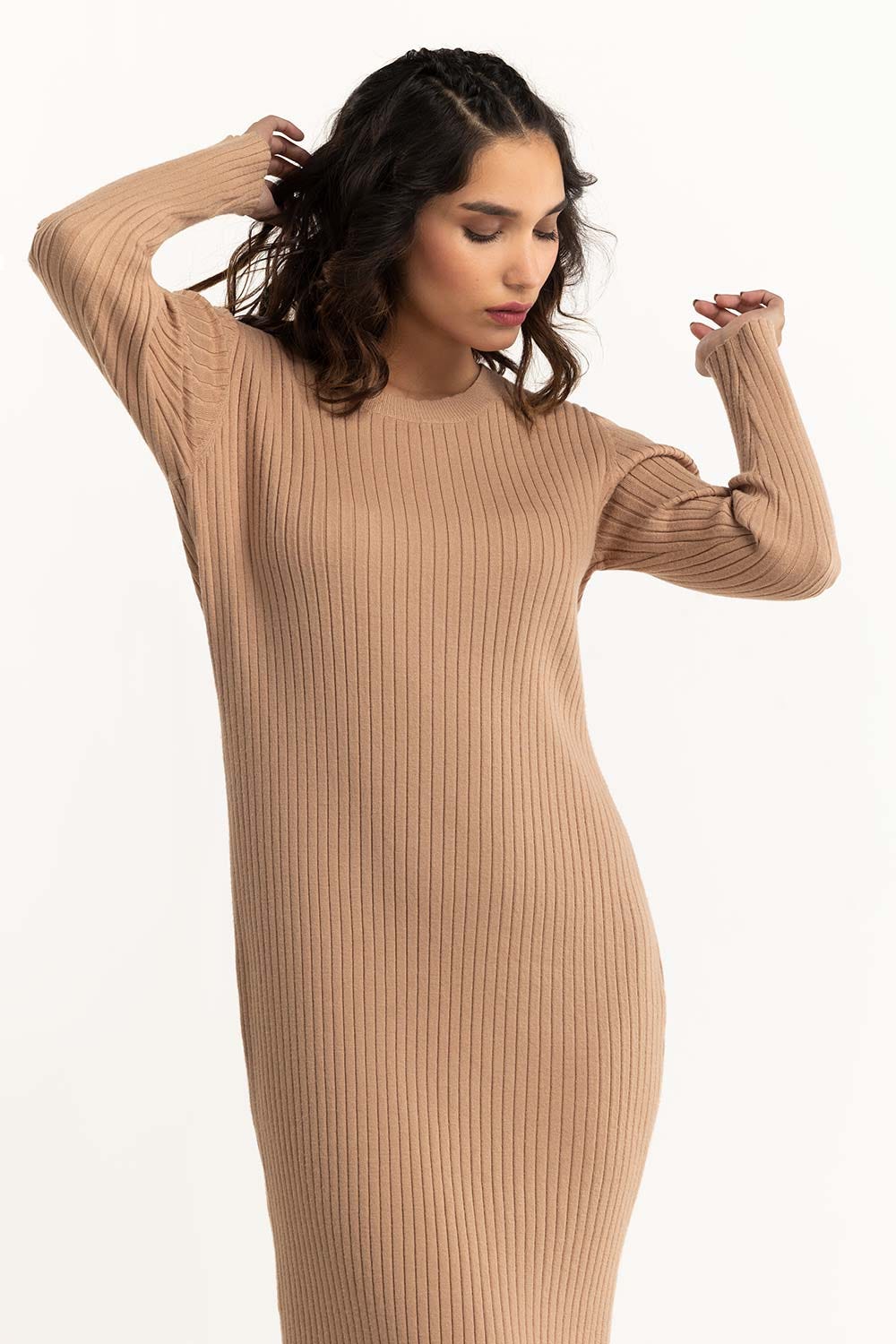Brown Long Dress With Slit