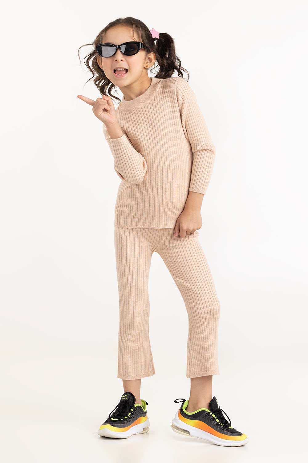 Toddler Girl Brown Ribbed Sweater With Turtle Neck