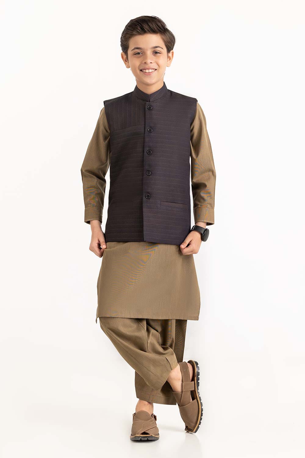 Brown Stylized Waist Coat Kwc-Pd23-003