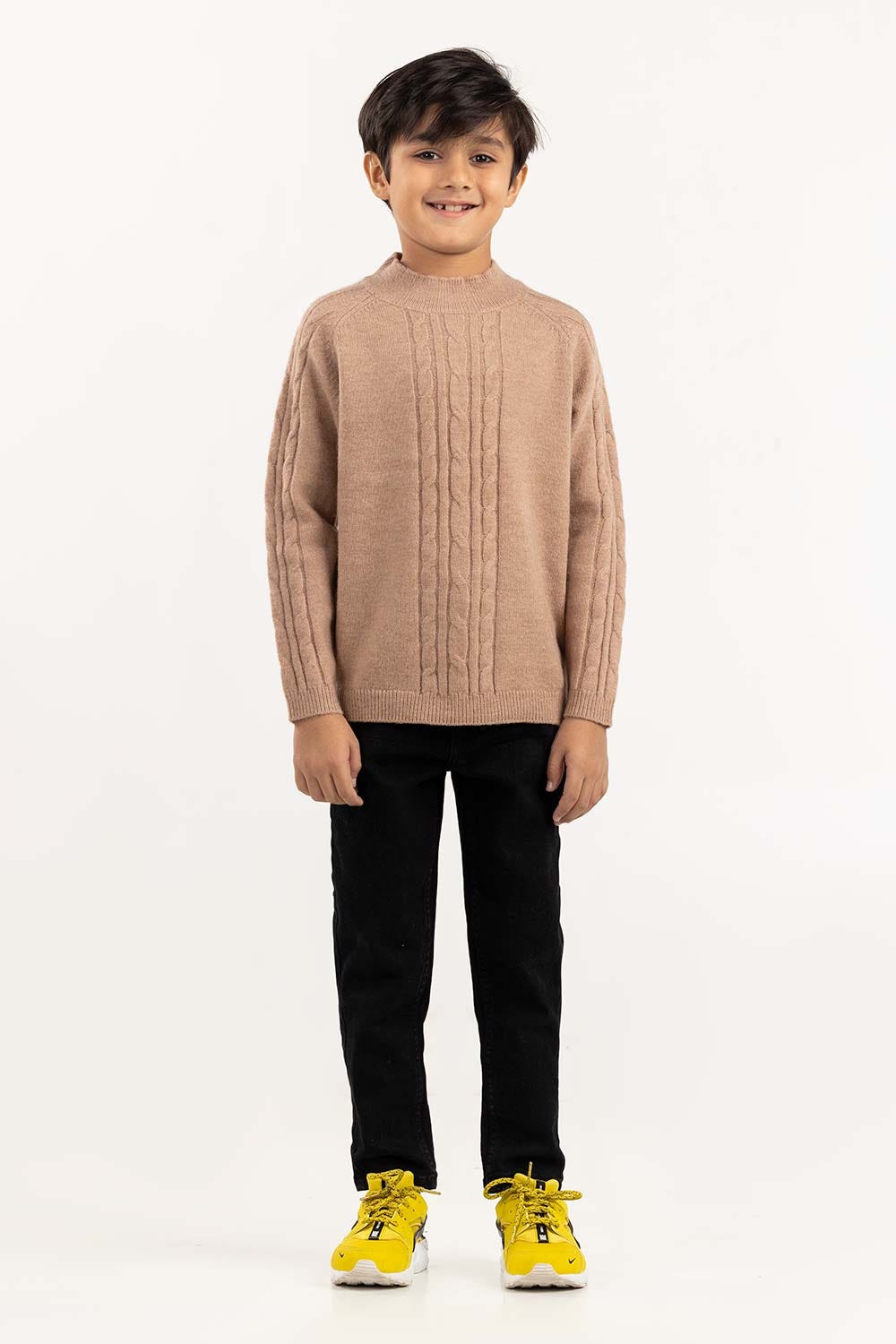 Toddler Boy Brown Sweater With Round Neck