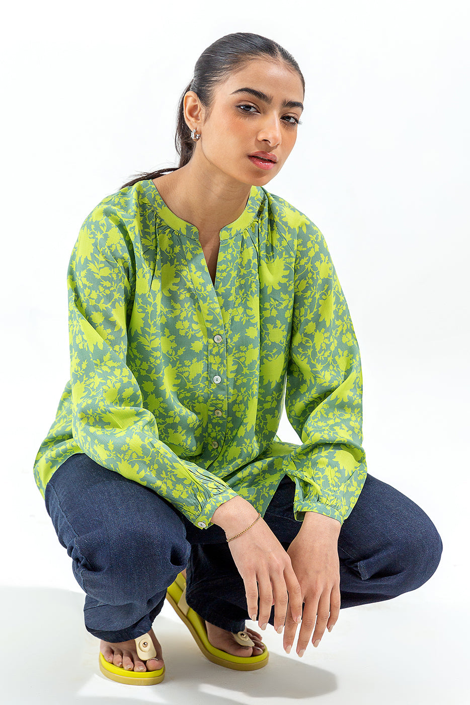 Printed Floral Collar Shirt