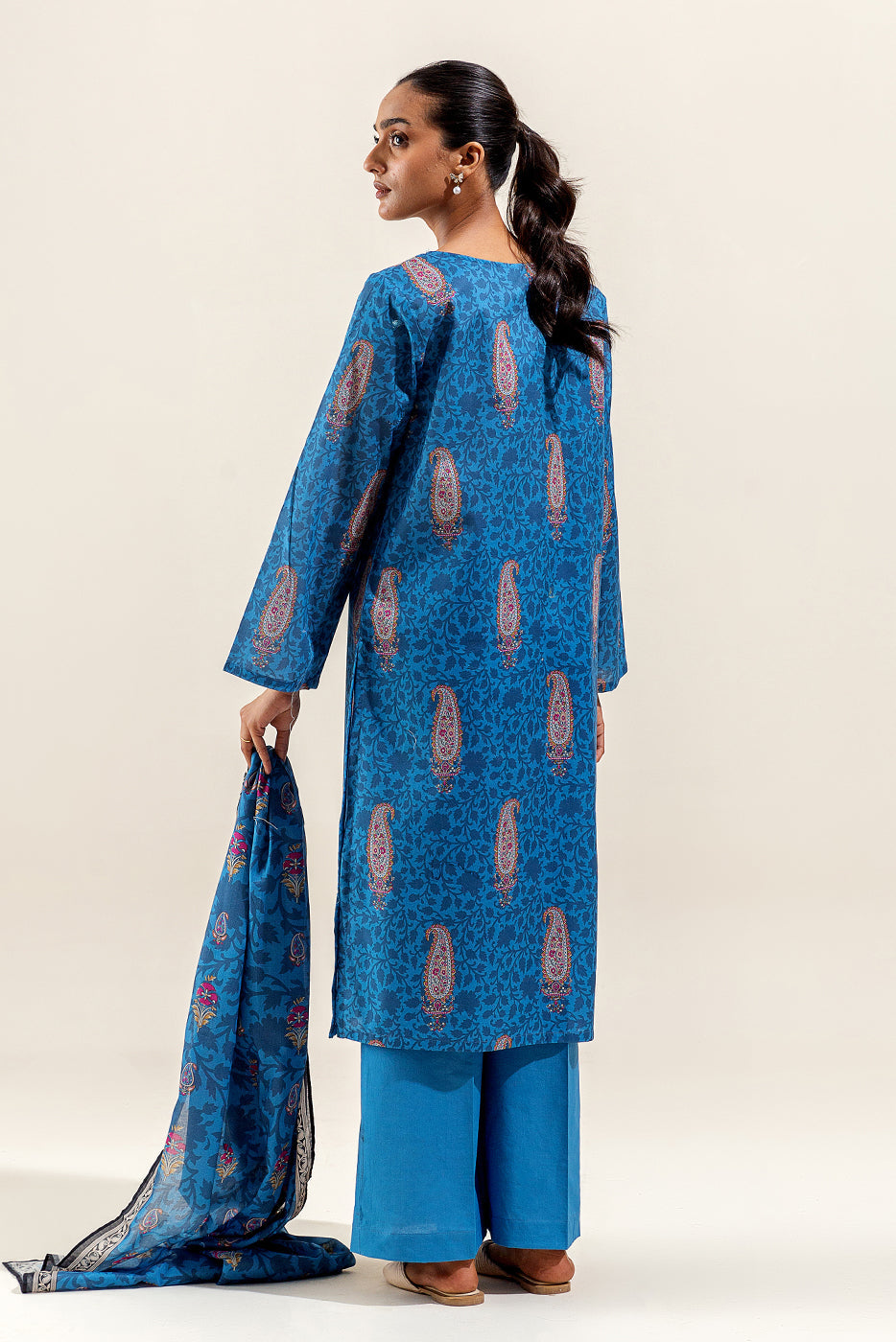 3 Piece Printed Suit-Aegean Sand (Unstitched)