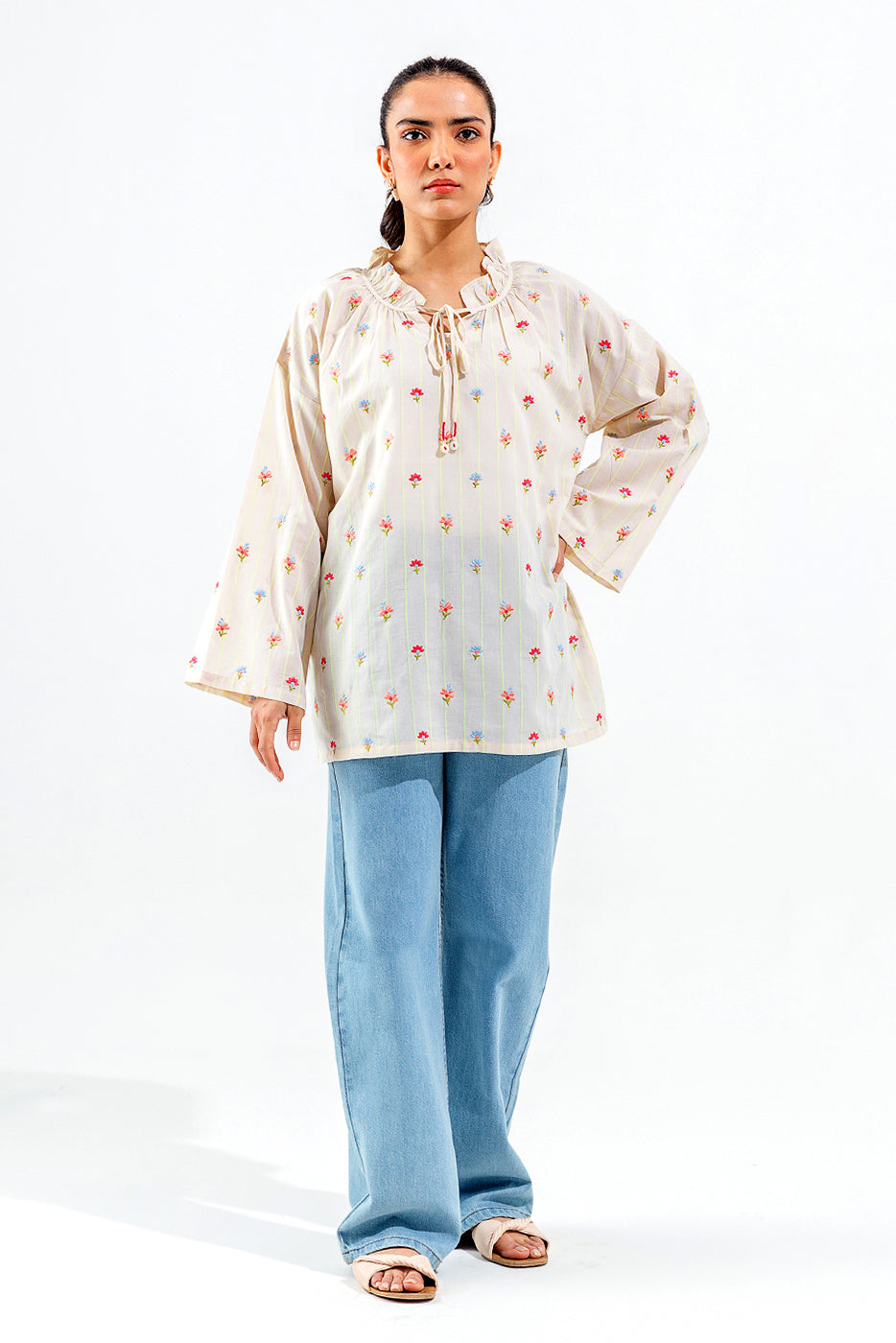 Embroidered Yarn Dyed Top (Pret)
