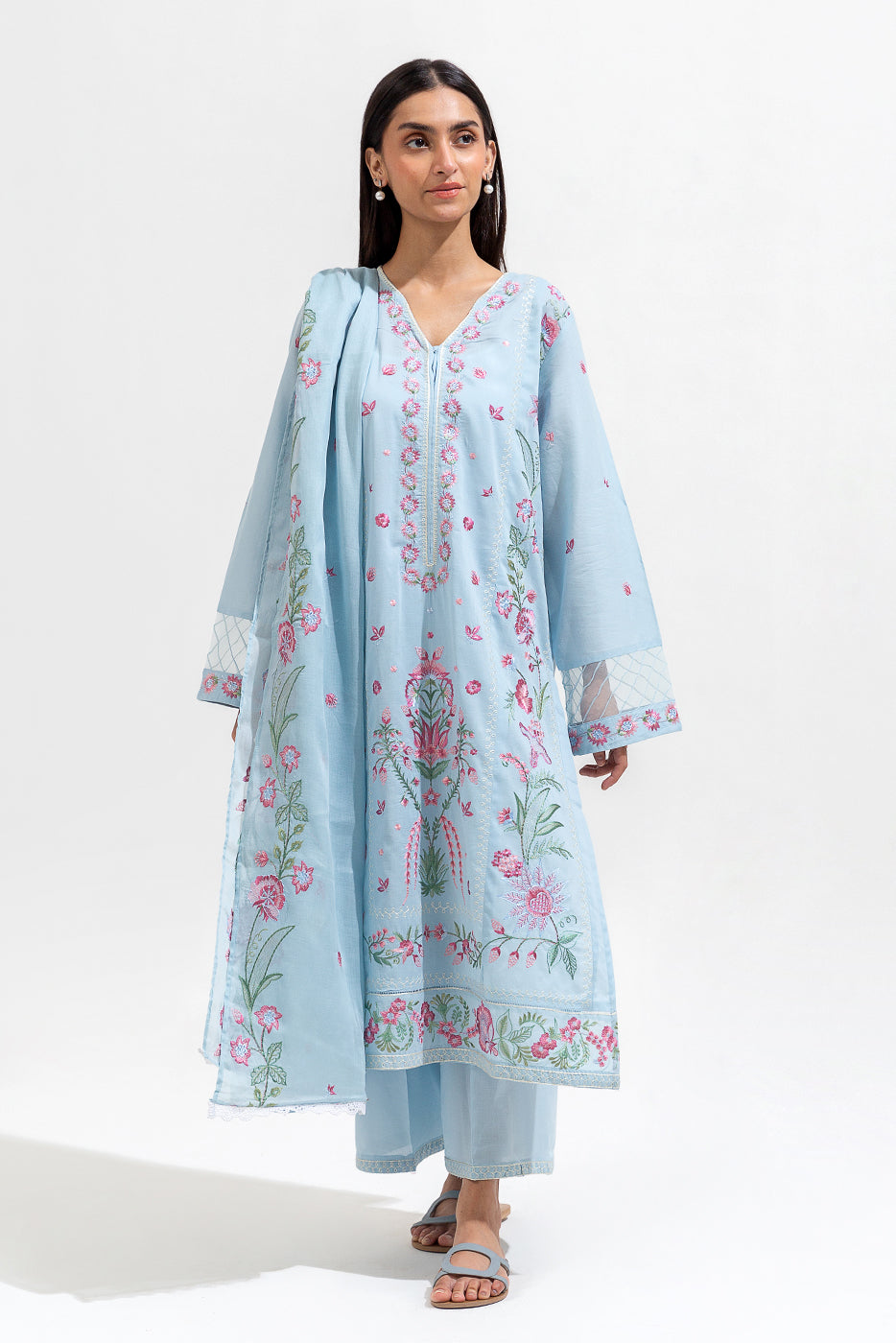 3 Piece Embroidered Lawn Suit (Pret)