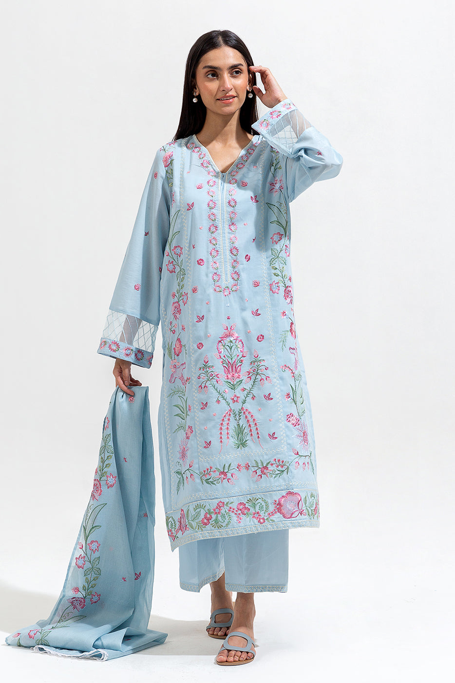 3 Piece Embroidered Lawn Suit (Pret)