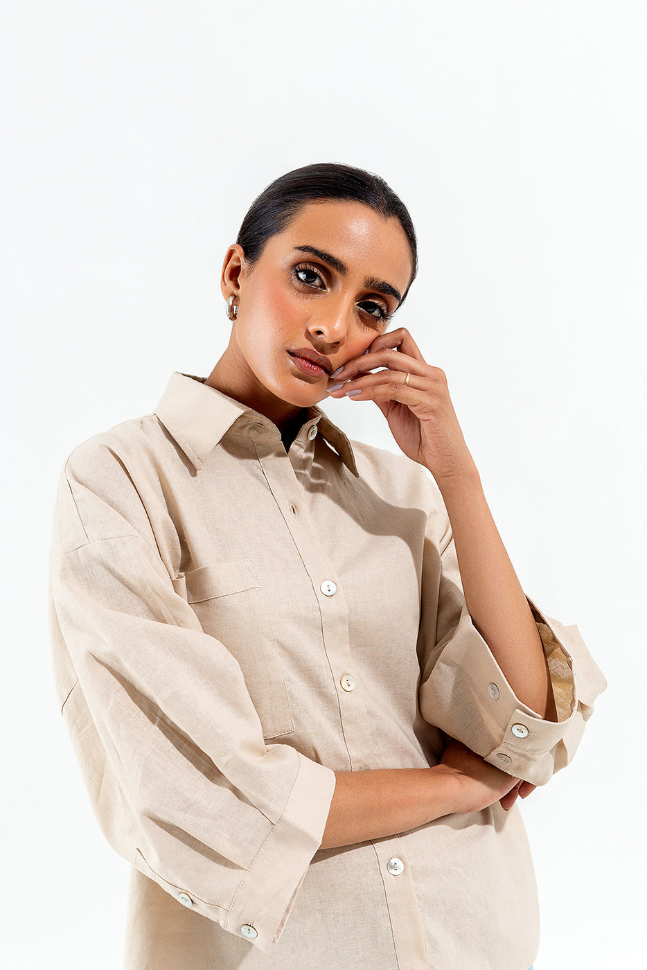 Beigh Button-Through Shirt