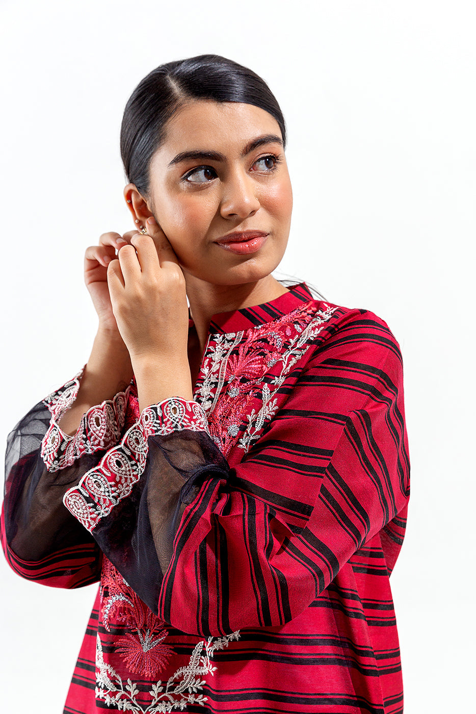 Embroidered Two Tone Shirt (Luxury Pret)