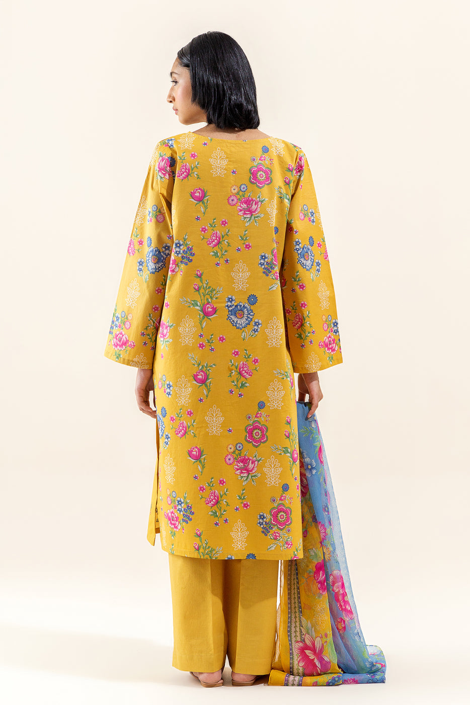2 Piece Embroidered Lawn Suit-Flaxen Burst (Unstitched)