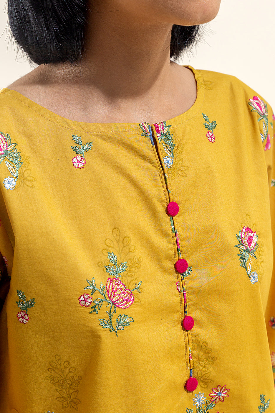 2 Piece Embroidered Lawn Suit-Flaxen Burst (Unstitched)
