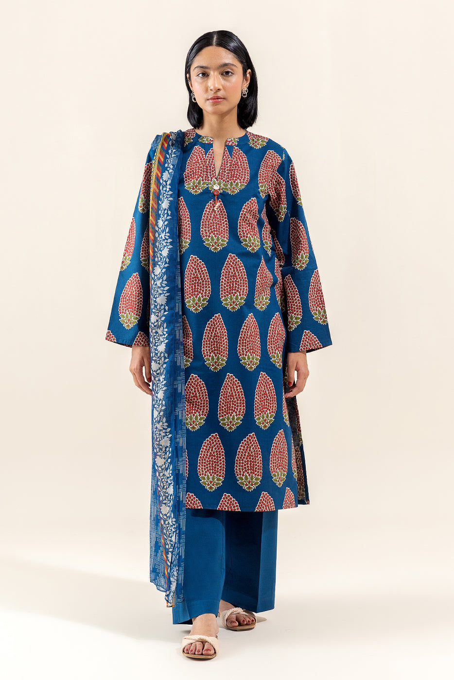 2 Piece Printed Lawn Suit-Midnight Fern (Unstitched)