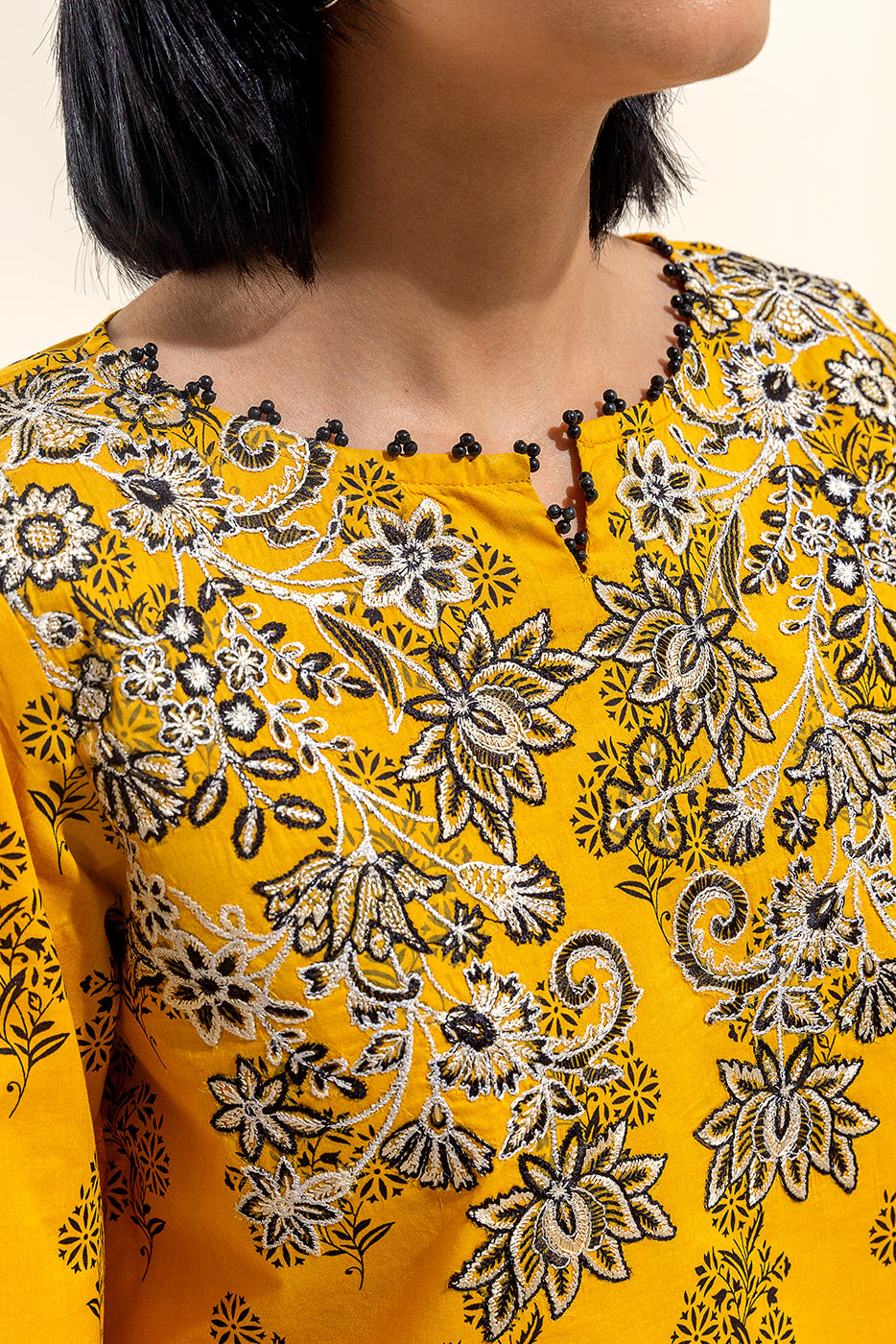 2 PIECE EMBROIDERED LAWN SUIT-HARVEST GOLD (UNSTITCHED)