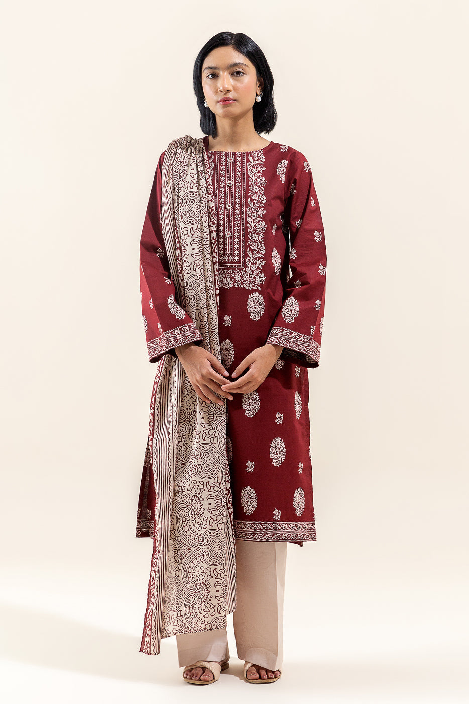 2 Piece Printed Lawn Suit-Garnet Loom (Unstitched)