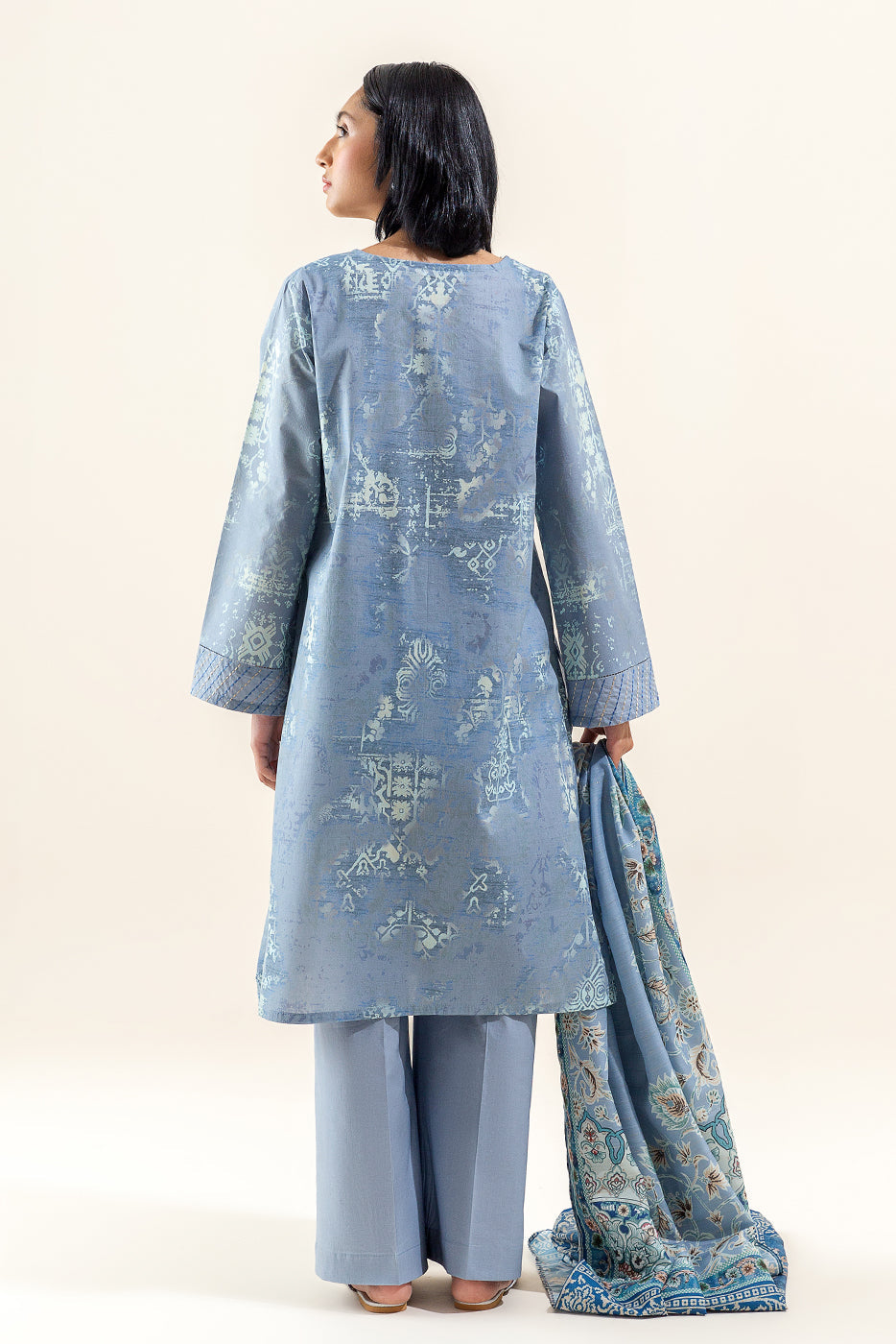 3 Piece Embroidered Lawn Suit-Pearl Grey (Unstitched)