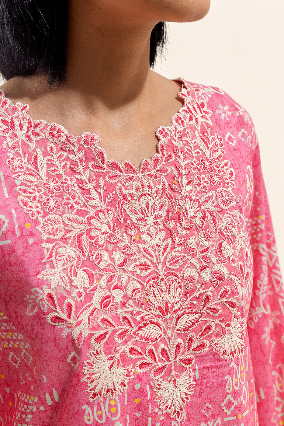 3 Piece Embroidered Lawn Suit-Rouge Gleam (Unstitched)