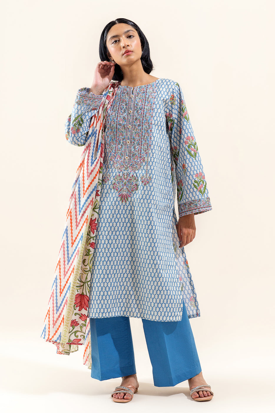 3 Piece Embroidered Lawn Suit-East Verve (Unstitched)
