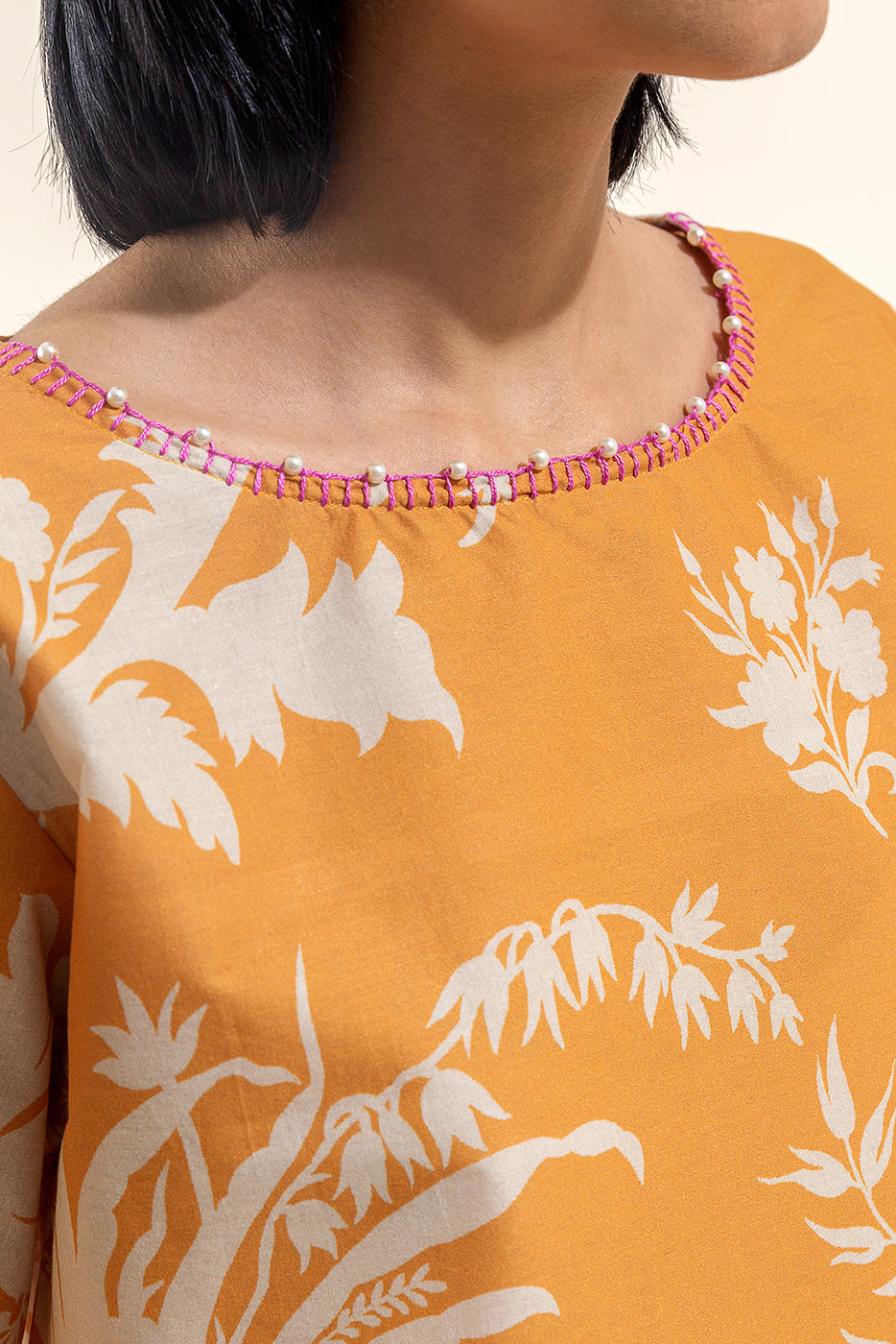 3 Piece Printed Lawn Suit-Tuscan Gold (Unstitched)