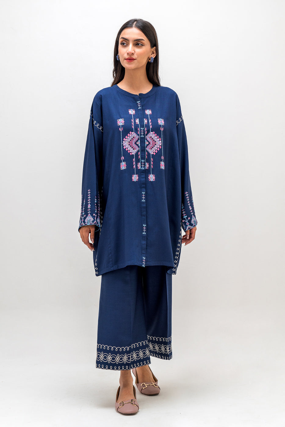 2 Piece Embroidered Viscose Suit (Pret)