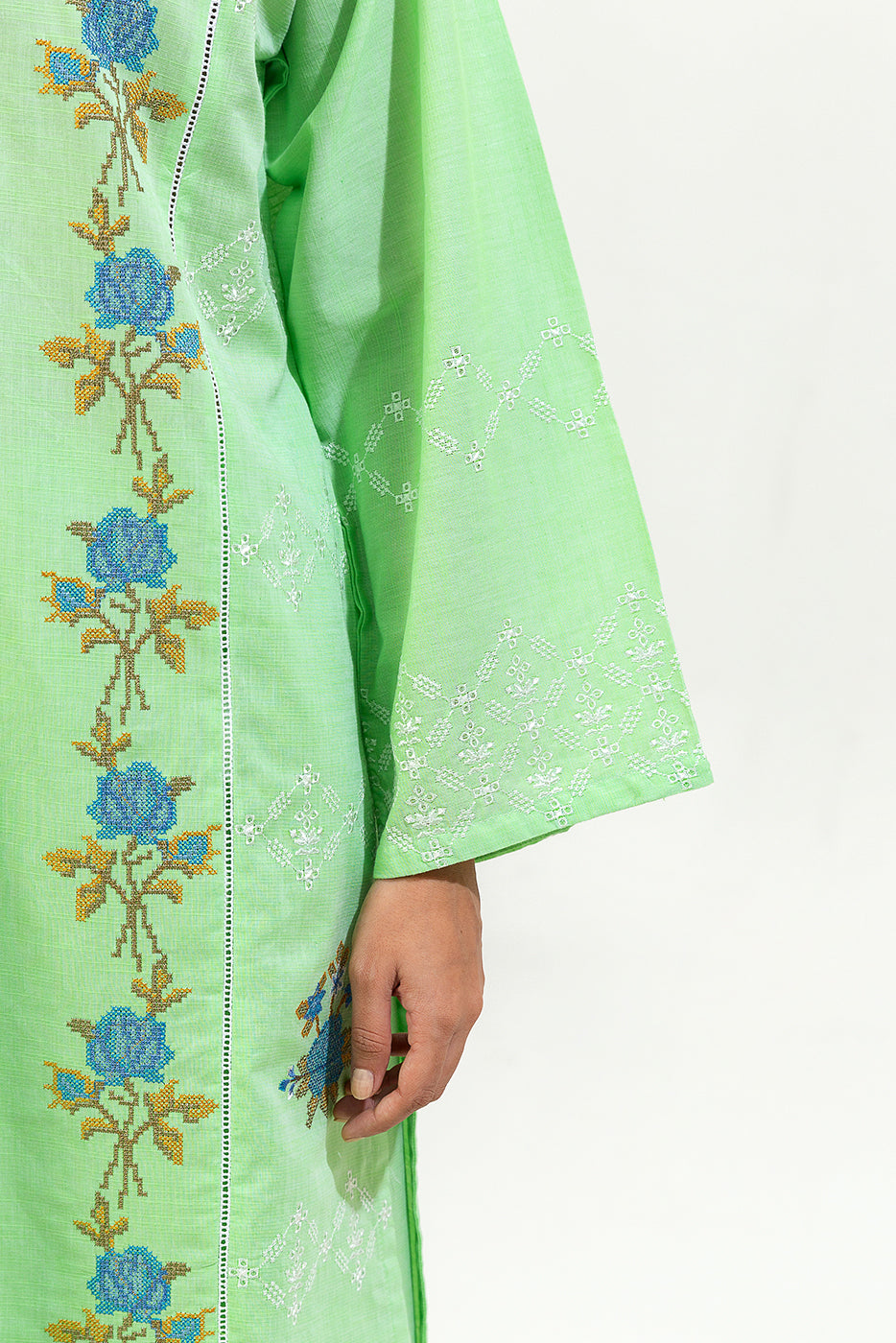 2 Piece Embroidered Chambray Suit (Pret)