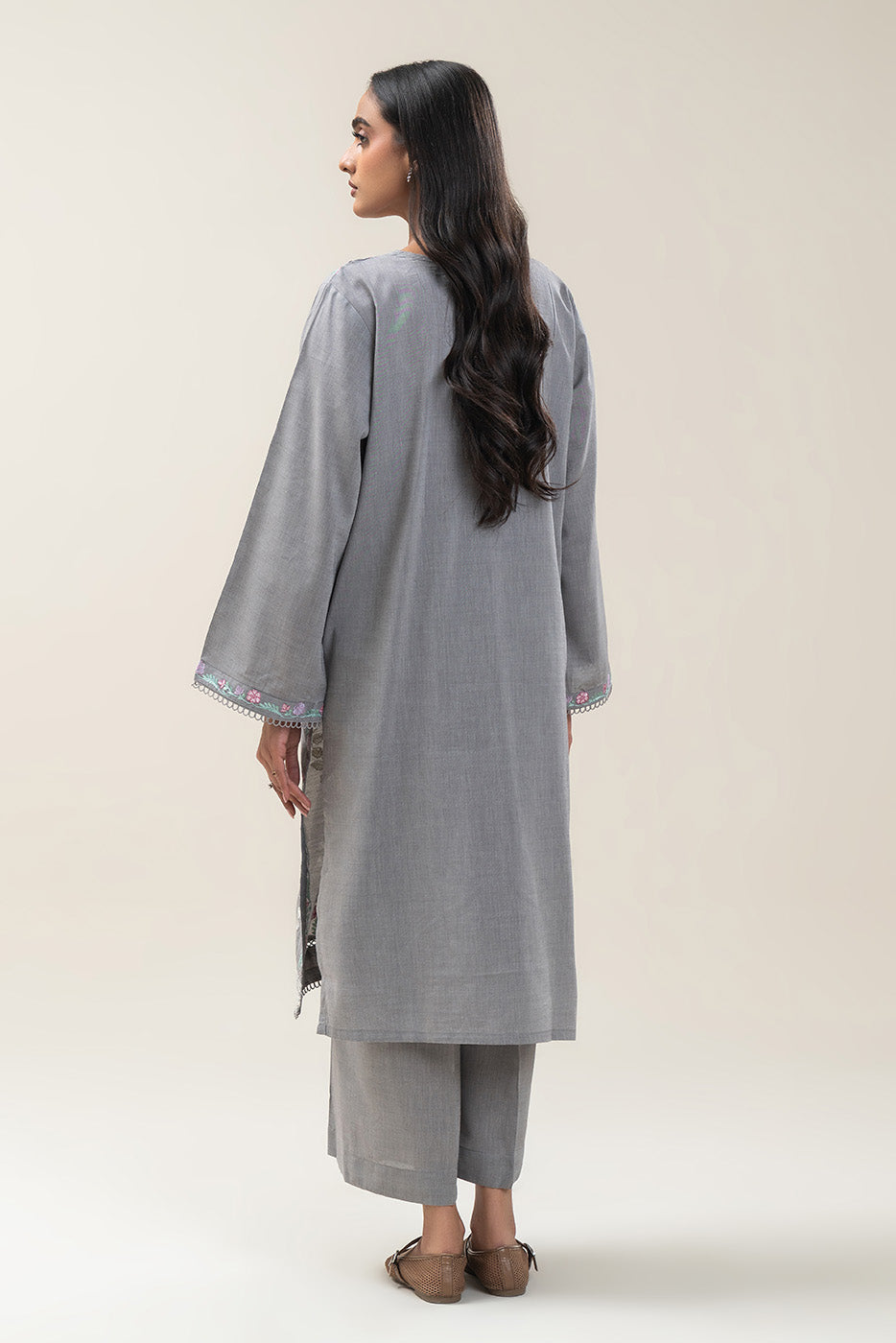 2 PIECE EMBROIDERED CHAMBRAY SUIT (PRET)