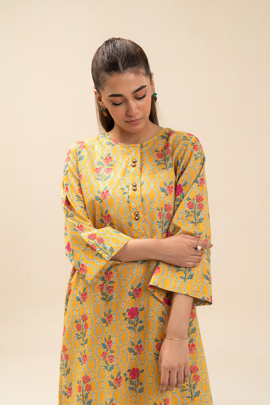 PRINTED  TWO WAY SLUB SHIRT (PRET)