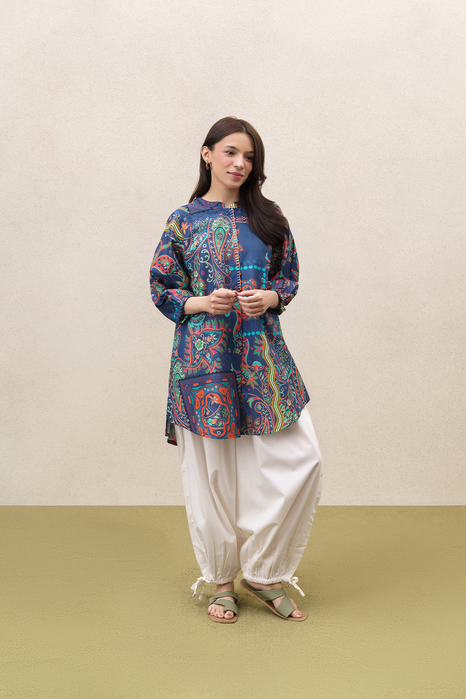 PRINTED TWO WAY SLUB SHIRT (PRET)