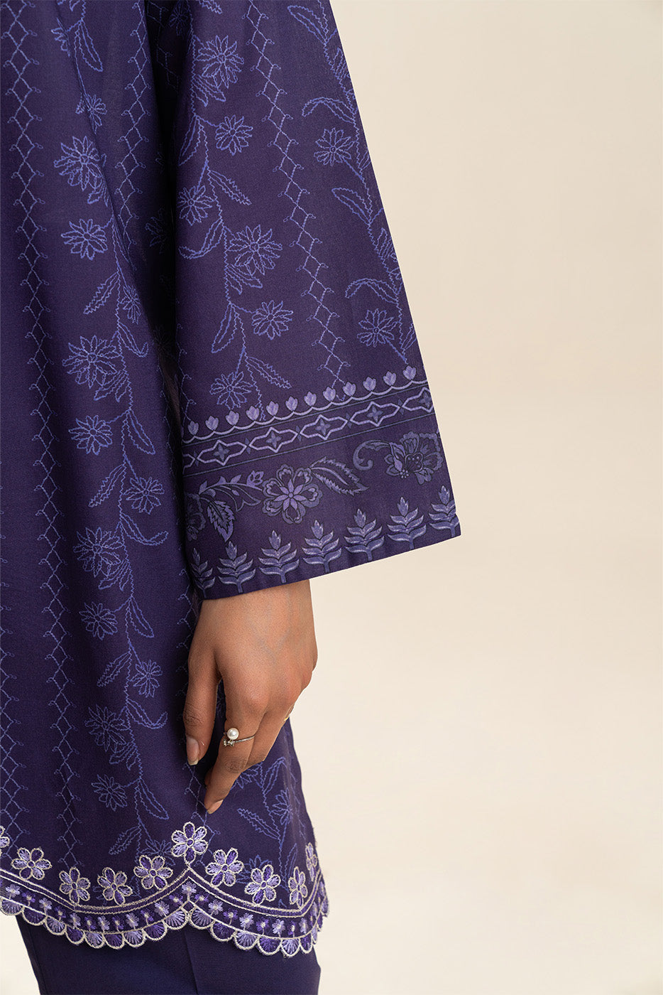 3 Piece Embroidered Lawn Suit-Moonlit Sea (Unstitched)