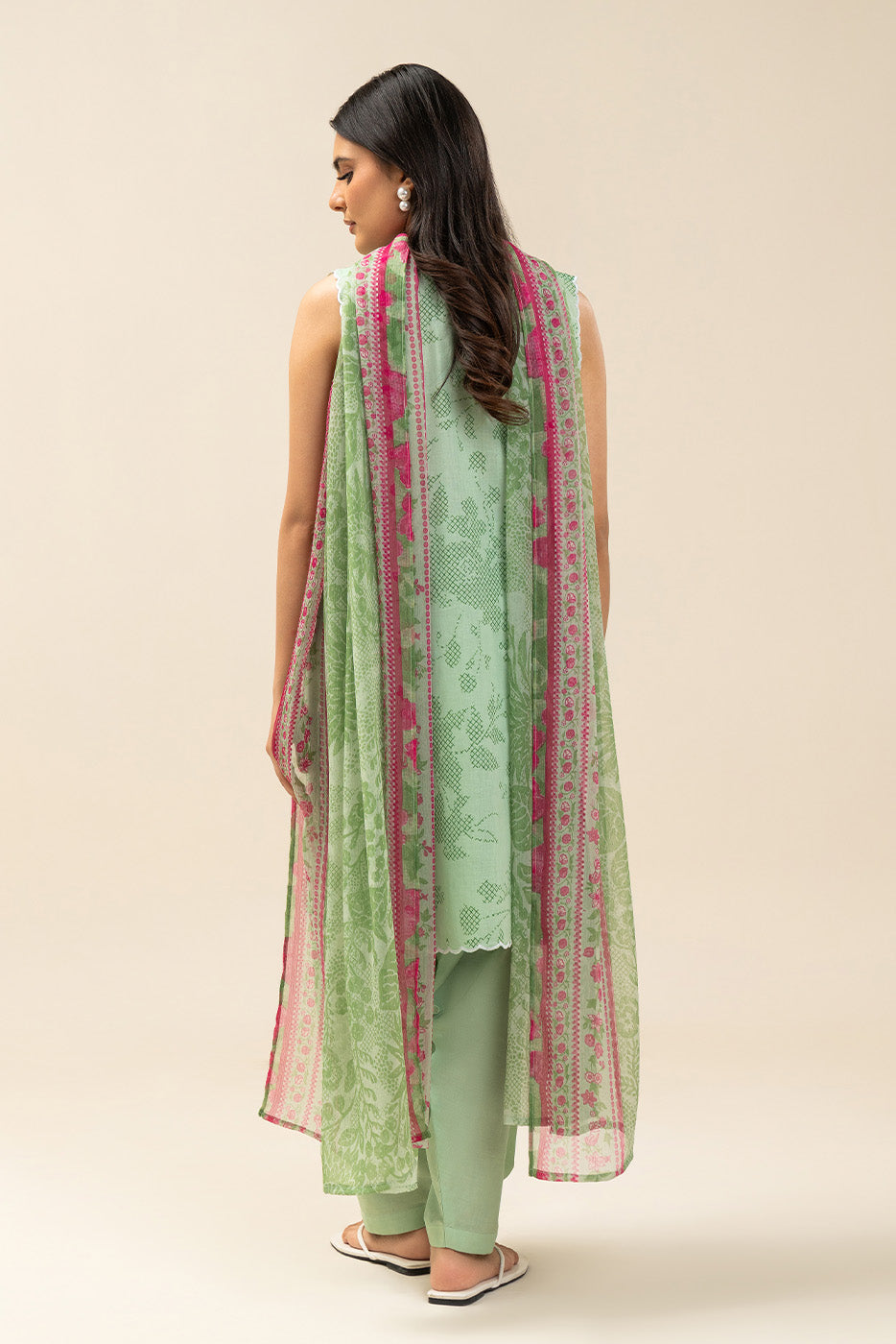 3 Piece Embroidered Lawn Suit-Quiet Celadon (Unstitched)