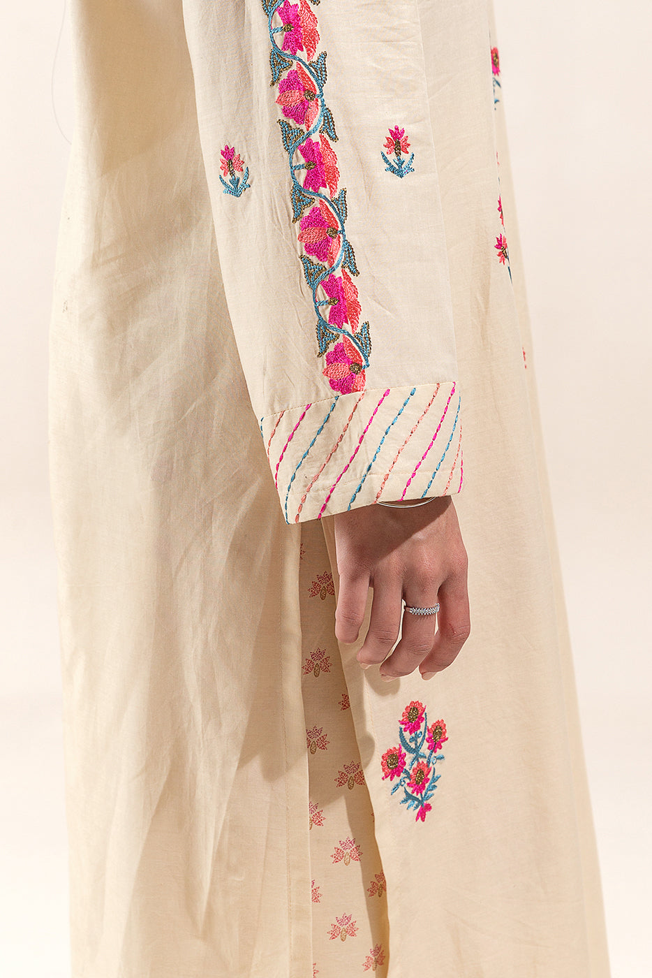 2 Piece Embroidered Lawn Suit-French Vanilla (Unstitched)