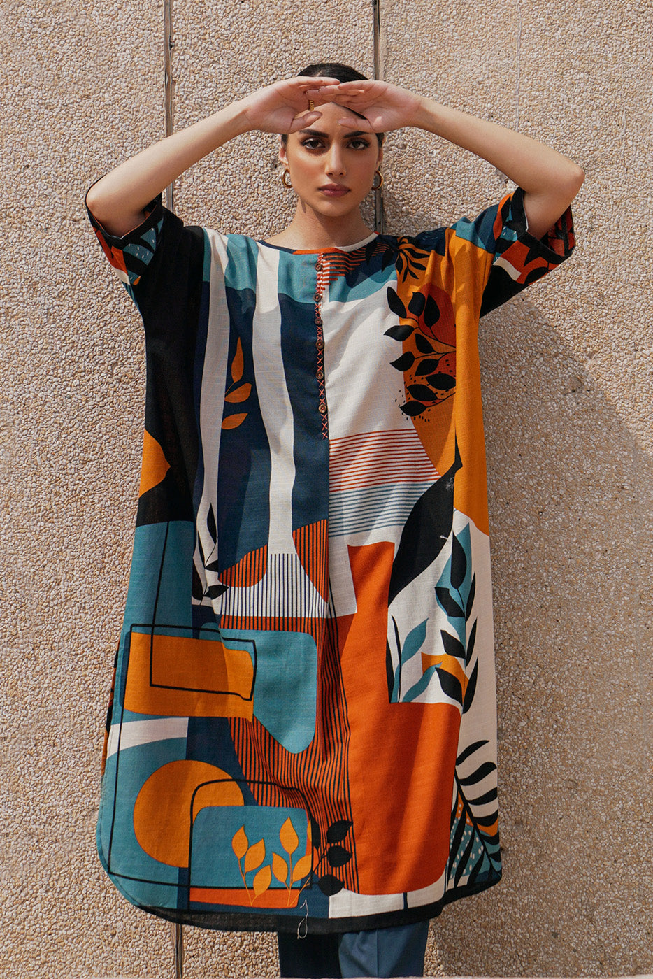 2 Piece - Printed Khaddar Suit - Tropical Paradise