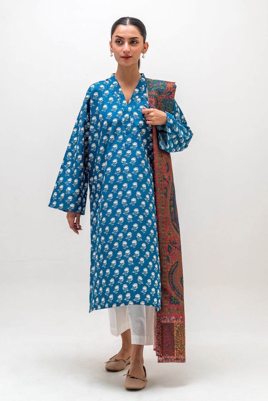 2 Piece Printed Cambric Suit (Pret)