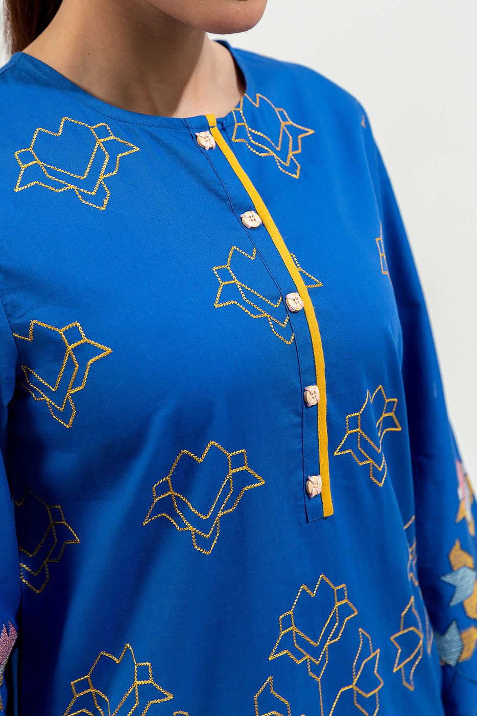 2 Piece Embroidered Cambric Suit (Pret)