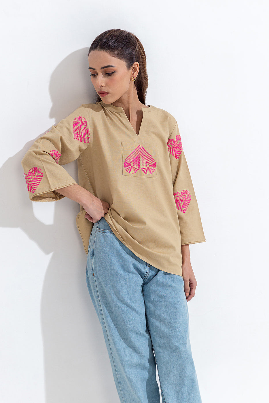 Embroidered Khaddar Top (Pret)
