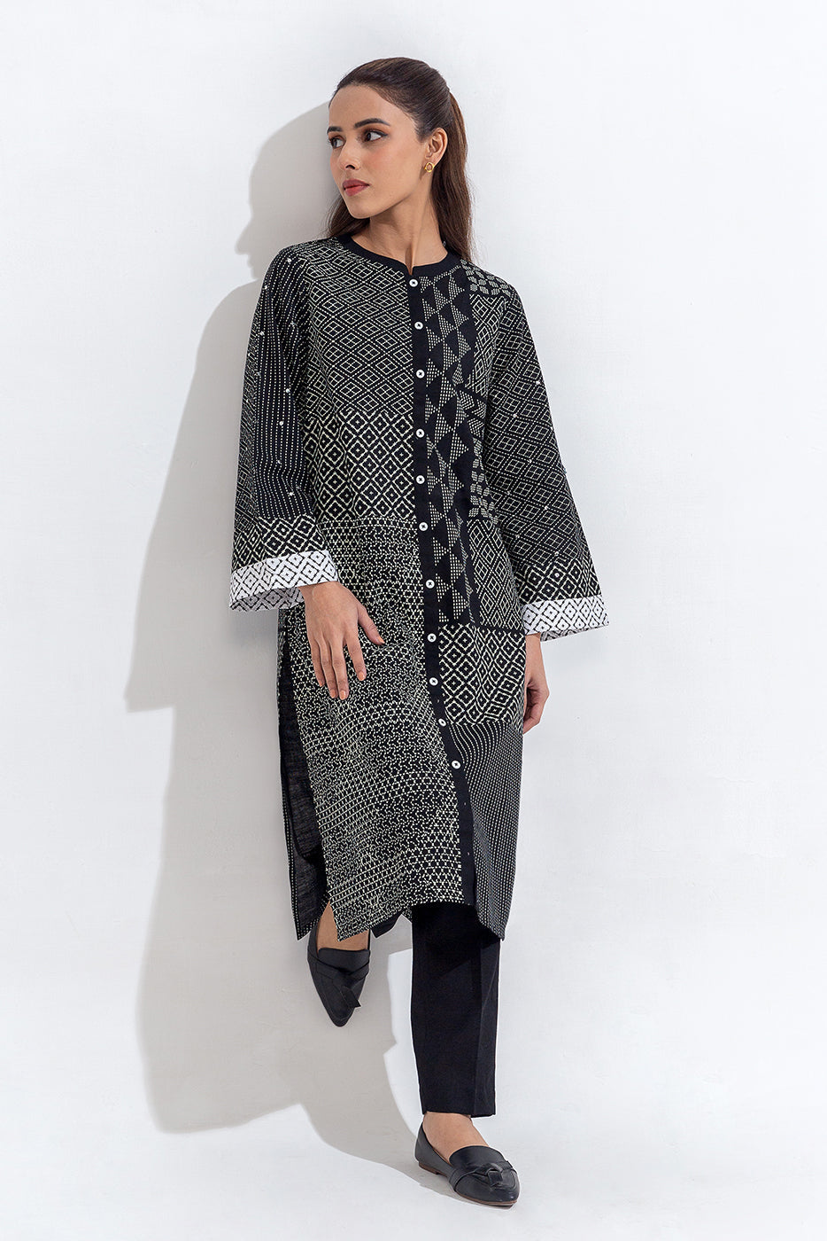 2 Piece Printed Khaddar Jacquard Suit (Pret)