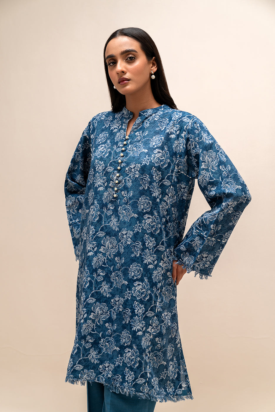 2 Piece Embroidered Khaddar Suit-Serene Blue (Unstitched)