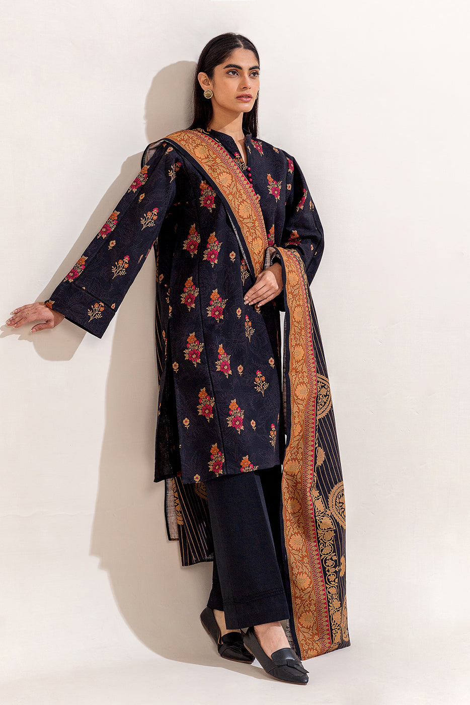 3 Piece Printed Khaddar Suit-Raven Verve (Unstitched)
